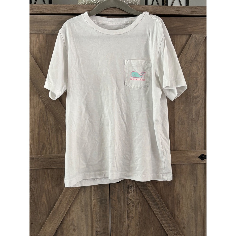 Vineyard Vines Kids White Short Sleeve Whale Logo Pocket T-Shirt Size 7